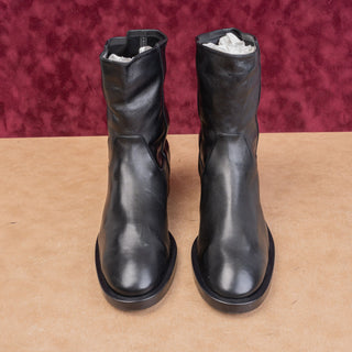 Stuart Weitzman Women Sadie Slip Black Leather Modern Western Boots size 9.5