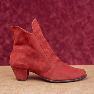Arche Paris Women Red Garnet Nubuck Zip Heel Fashion Ankle Boots 10US EUR41