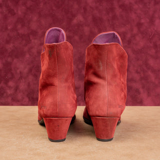 Arche Paris Women Red Garnet Nubuck Zip Heel Fashion Ankle Boots 10US EUR41