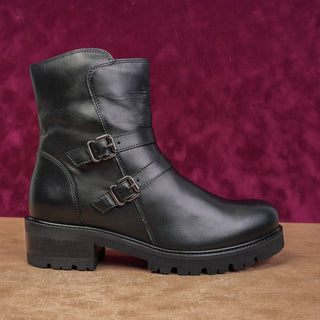 La Canadienne Women Carly Black Leather Waterproof Moto Ankle Boots sz 9.5