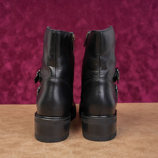 La Canadienne Women Carly Black Leather Waterproof Moto Ankle Boots sz 9.5