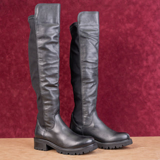 La Canadienne Women Catherine OTK Fashion Boho Black Leather Lug Boots sz 8.5