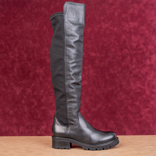 La Canadienne Women Catherine OTK Fashion Boho Black Leather Lug Boots sz 8.5