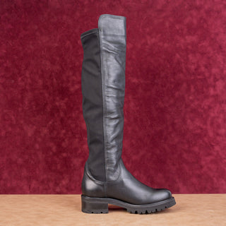 La Canadienne Women Catherine OTK Fashion Boho Black Leather Lug Boots sz 8.5