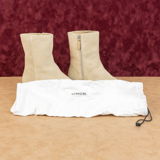 Vince Women Kady Water Repellent Taupe Suede Zip Ankle Fashion Boots sz 10