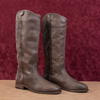 Frye Wmn Melissa Button Dark Brown Leather Equestrian Riding Knee Boots sz 8.5