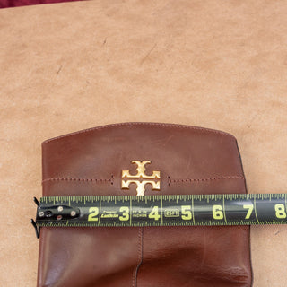 Tory Burch Wmn Everly Signature Wide Leather Brown Equestrian Riding Boots sz 5