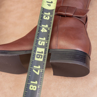 Tory Burch Wmn Everly Signature Wide Leather Brown Equestrian Riding Boots sz 5