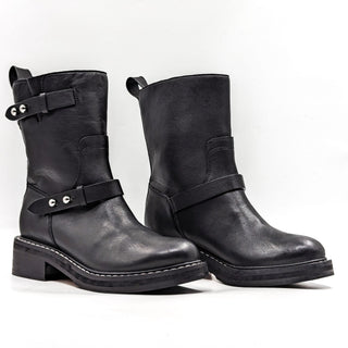 Rag&Bone Women Moto Black Leather Riding Biker Boots size 9.5US EUR39.5