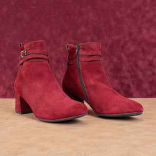 Paul Green Women Sydney Bordo Suede Dress Office Buckle Boots sz 7.5US AUS 5