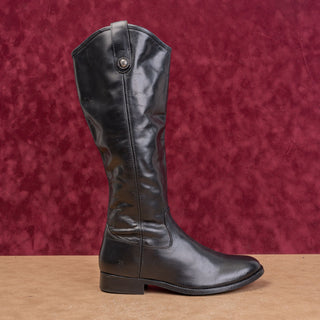 Frye Wmn Melissa Button Zip Black Leather Equestrian Classic Riding Boots sz 8.5