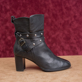 Born Women Emma Black Leather Stud Moto Festival  Ankle boots sz 9