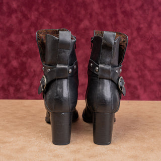 Born Women Emma Black Leather Stud Moto Festival  Ankle boots sz 9