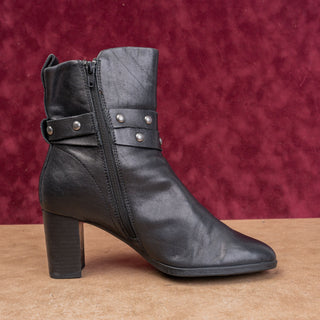 Born Women Emma Black Leather Stud Moto Festival  Ankle boots sz 9