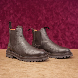 Common Projects Women Brown Leather Chelsea Tab Lug Boots size 8US EUR38