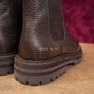Common Projects Women Brown Leather Chelsea Tab Lug Boots size 8US EUR38
