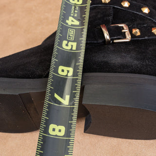 La Canadienne Women Bruni Suede Black Studded Ankle Boots Size 6-6.5 EUR 37