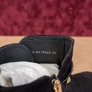 La Canadienne Women Bruni Suede Black Studded Ankle Boots Size 6-6.5 EUR 37