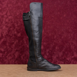 Calvin Klein Women Black Vegan Leather Zip OTK Fashion Riding Boots sz 7US EUR37