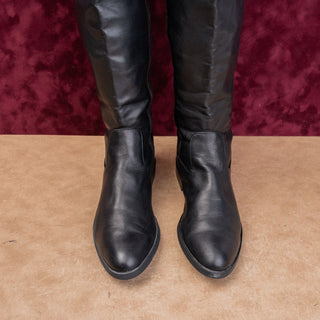Calvin Klein Women Black Vegan Leather Zip OTK Fashion Riding Boots sz 7US EUR37