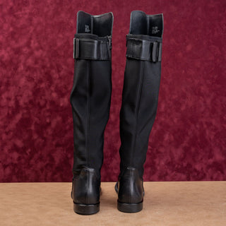 Calvin Klein Women Black Vegan Leather Zip OTK Fashion Riding Boots sz 7US EUR37