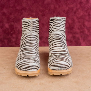 Hansbeens Women Zebra Clog Fashion Slip-on Platform Ankle Boots sz 9US EUR39