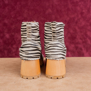 Hansbeens Women Zebra Clog Fashion Slip-on Platform Ankle Boots sz 9US EUR39