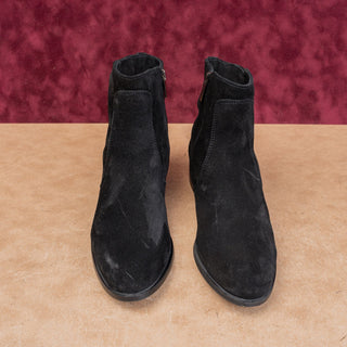 La Canadienne Women Waterproof Black Suede Zip Fashion Dress Ankle Boots sz 7.5