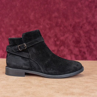 Paul Green Women Reeve Black Suede Buckle Dress Ankle Boots sz 7.5US 5AUS