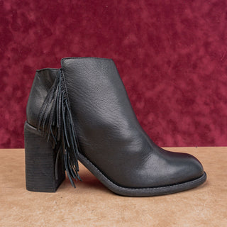 See By Chloe Women Modern Western Fringe Black Leather Boots 10-10.5US EUR 41