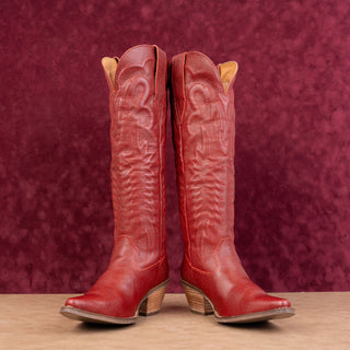 Dingo Women Raisin Red Leather Tall Western Cowboy Party Boots sz 6