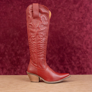 Dingo Women Raisin Red Leather Tall Western Cowboy Party Boots sz 6