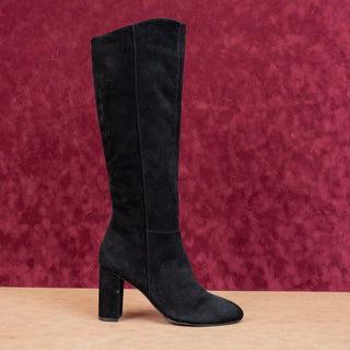 Calvin Klein Women Dawn Black Suede Fashion Heel Zip Knee Boots sz 10