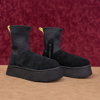 UGG Women Classic Dipper Black Suede Platform Zip Ankle Boots sz 10