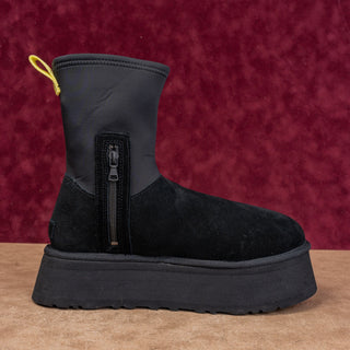 UGG Women Classic Dipper Black Suede Platform Zip Ankle Boots sz 10