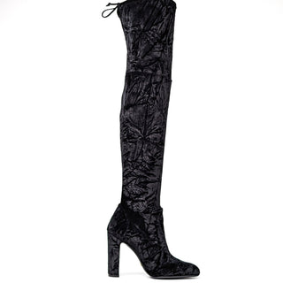 Stuart Weitzman Women Vidaland Black Stretch Velvet OTK Boots size 8