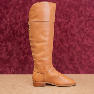 Franco Sarto Women Roxanna Brown Leather Classic Riding Stud Tall Boots sz 6.5