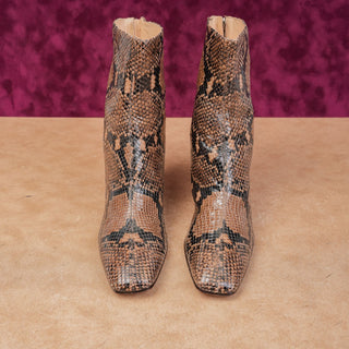 Veronica Beard Women Marla Snake Print Leather Back Zip Fashion Ankle Boots sz 6.5
