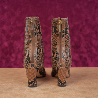 Veronica Beard Women Marla Snake Print Leather Back Zip Fashion Ankle Boots sz 6.5