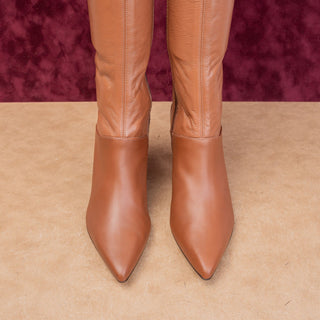 Tibi Wmn Brown Leather Fashion Party Night Heel Pointy Toe OTK Boots 6.5US EUR37