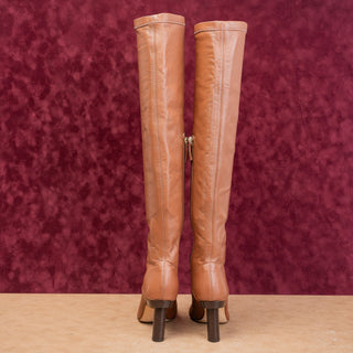 Tibi Wmn Brown Leather Fashion Party Night Heel Pointy Toe OTK Boots 6.5US EUR37