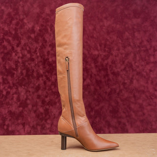 Tibi Wmn Brown Leather Fashion Party Night Heel Pointy Toe OTK Boots 6.5US EUR37