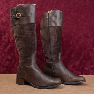 Rockport Women Brown Leather Suede Vintage 90s Fleece Riding Wide Calf Boots 10