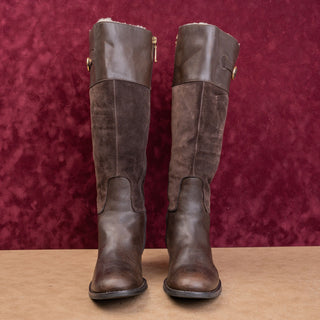 Rockport Women Brown Leather Suede Vintage 90s Fleece Riding Wide Calf Boots 10