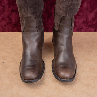Rockport Women Brown Leather Suede Vintage 90s Fleece Riding Wide Calf Boots 10
