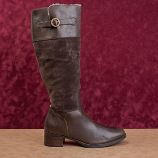 Rockport Women Brown Leather Suede Vintage 90s Fleece Riding Wide Calf Boots 10