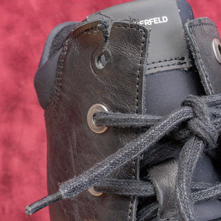 Karl Lagerfeld Men Black Leather Lace-up Lug Fashion Combat Boots sz 9.5US EUR42.5