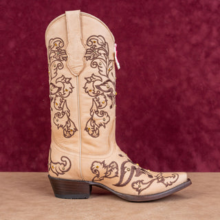 Los Altos Women Handmade Tan Leather Snip Boho Western Cowboy Boots sz 8