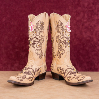 Los Altos Women Handmade Tan Leather Snip Boho Western Cowboy Boots sz 8