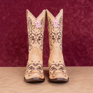 Los Altos Women Handmade Tan Leather Snip Boho Western Cowboy Boots sz 8